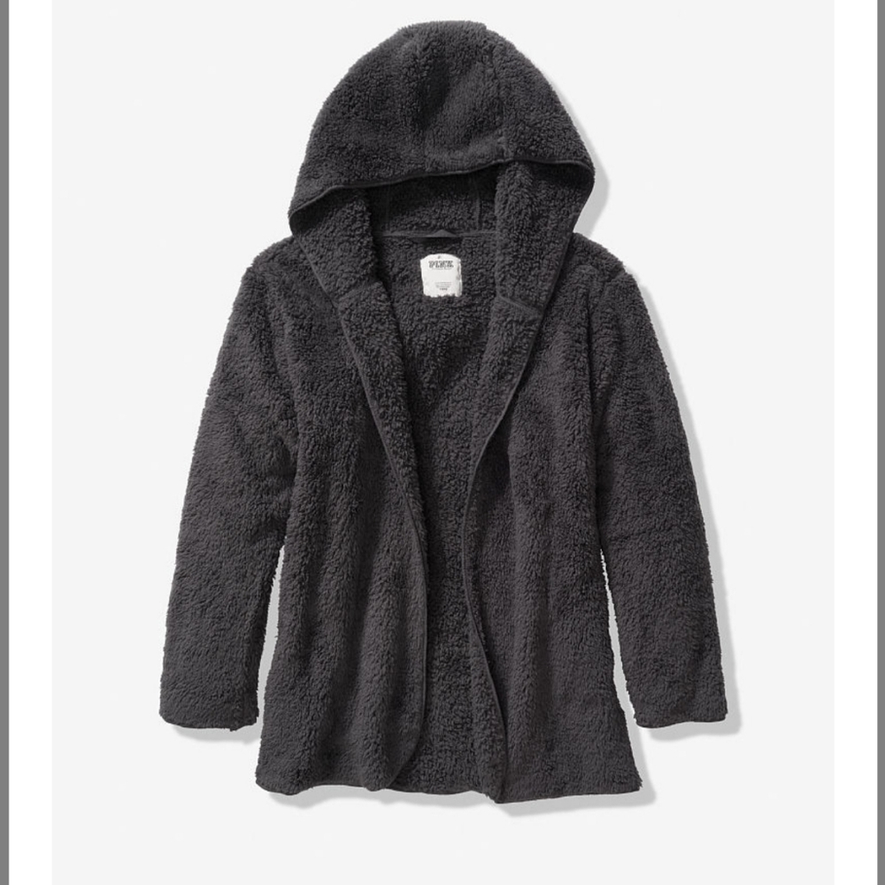 VS Pink Sherpa Cardigan Infiniti Gray sz XS/S NEW